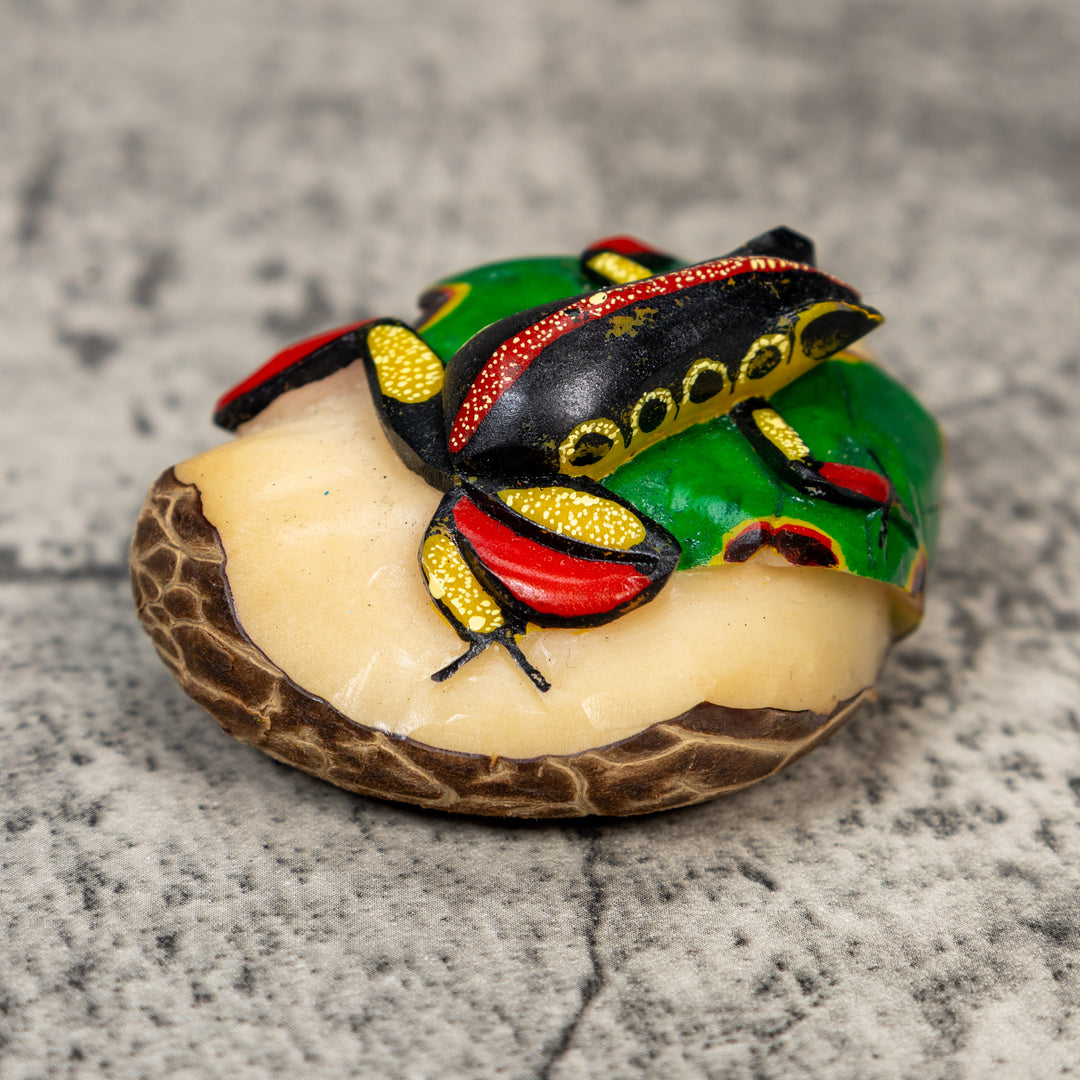 Red Black And Yellow Poison Dart Frog Tagua Carving