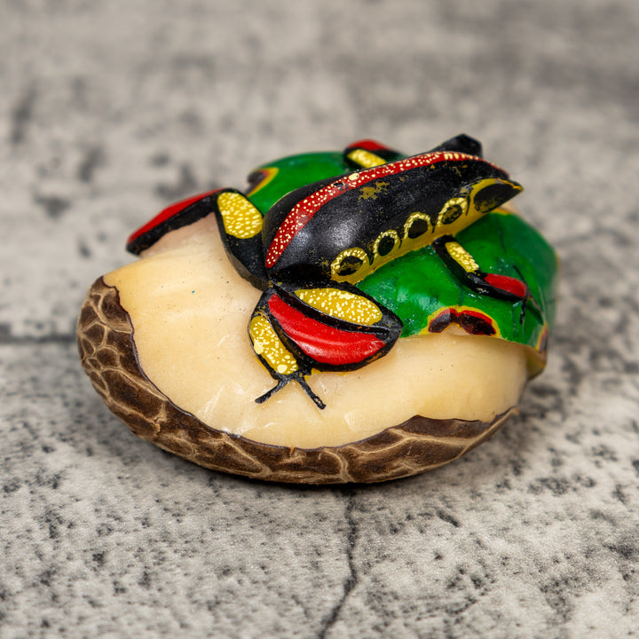 Red Black And Yellow Poison Dart Frog Tagua Carving