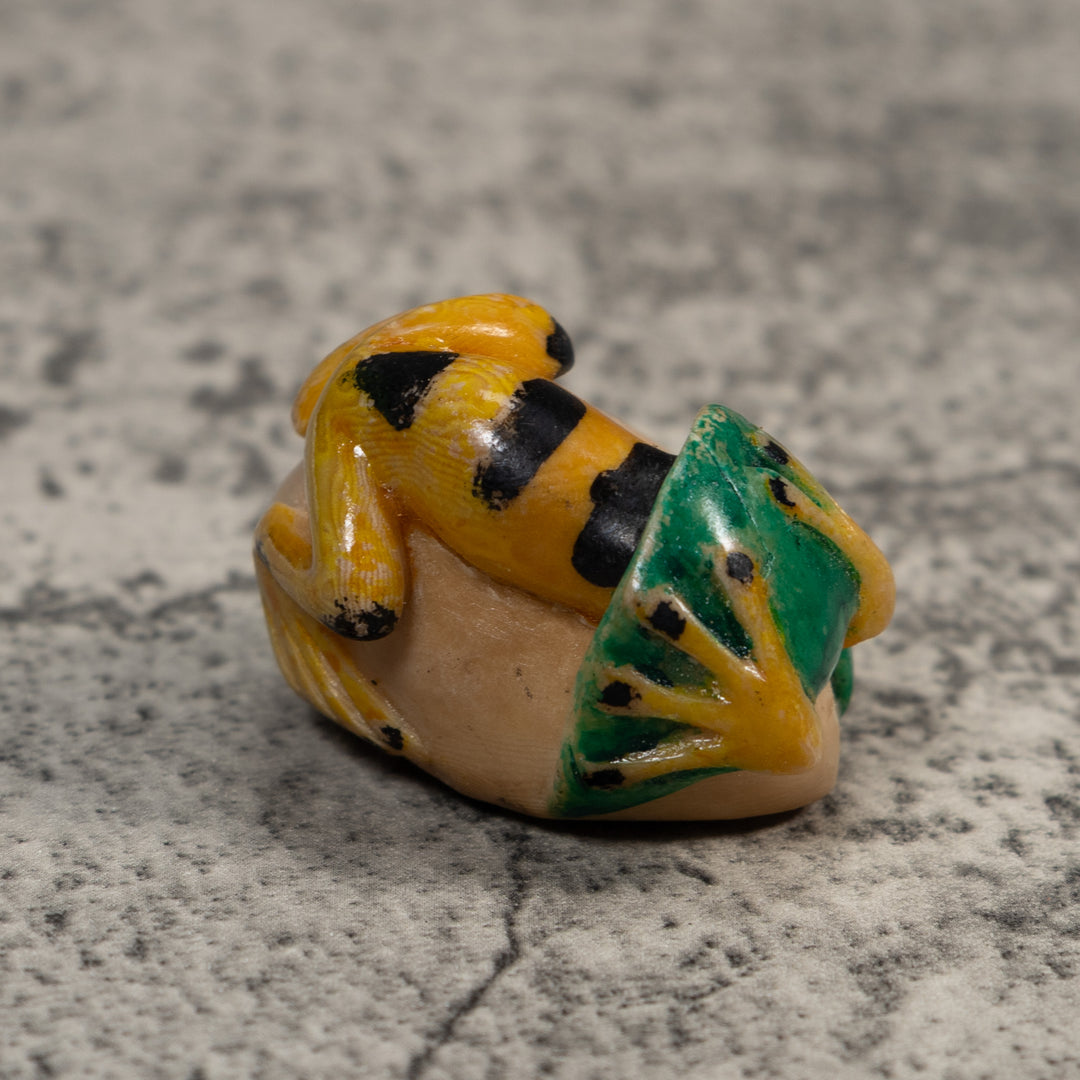 Vintage Black And Gold Poison Dart Frog Tagua Carving