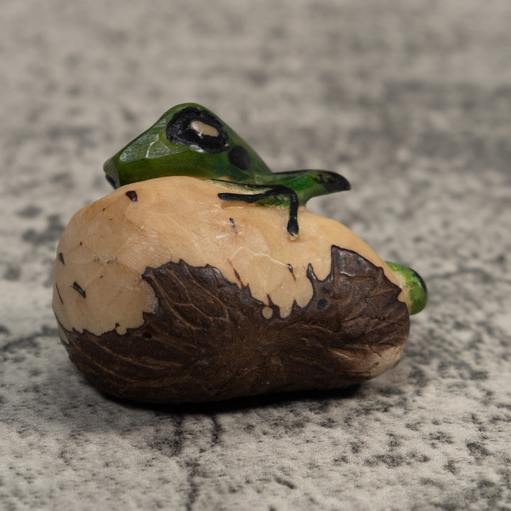 Black And Green Poison Dart Frog Tagua Carving