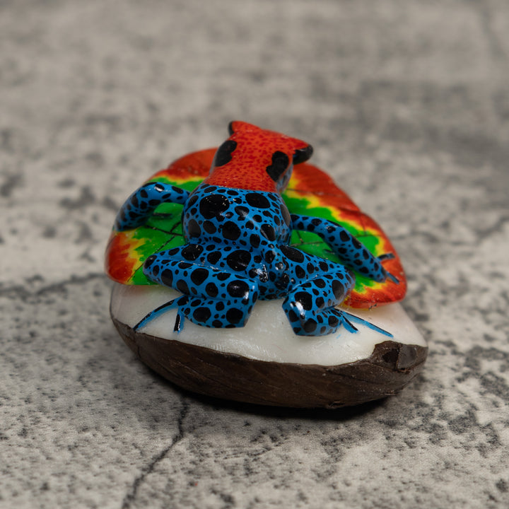 Red And Blue Poison Dart Frog Tagua Carving