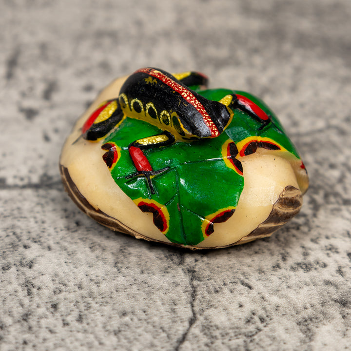 Red Black And Yellow Poison Dart Frog Tagua Carving