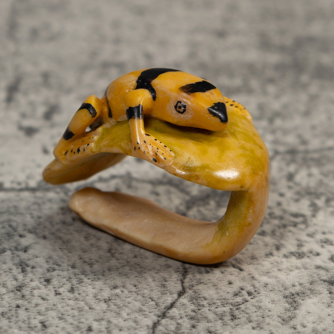 Vintage Golden Frog Tagua Carving