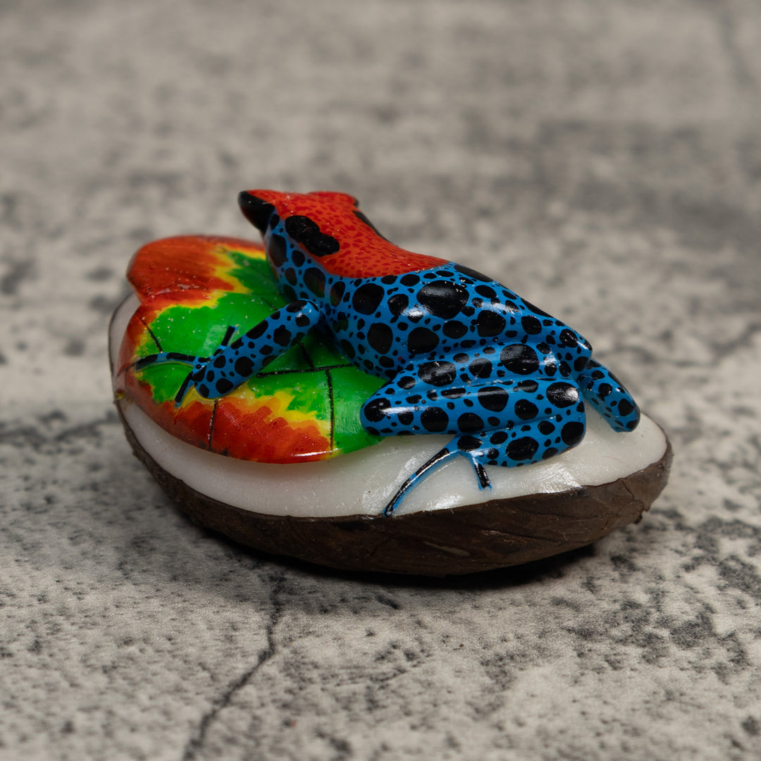 Red And Blue Poison Dart Frog Tagua Carving