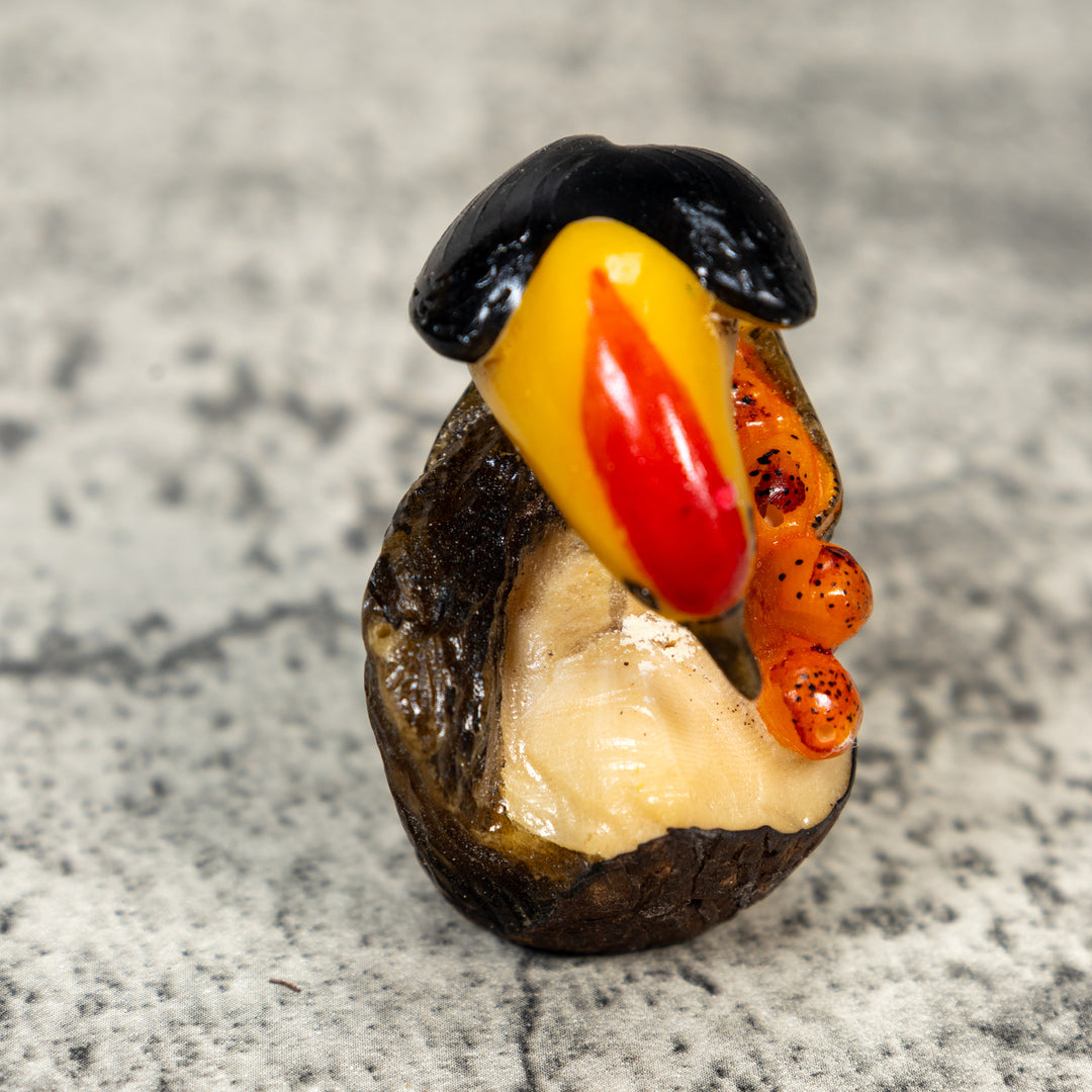 Red Yellow And Black Oriole Bird Tagua Carving