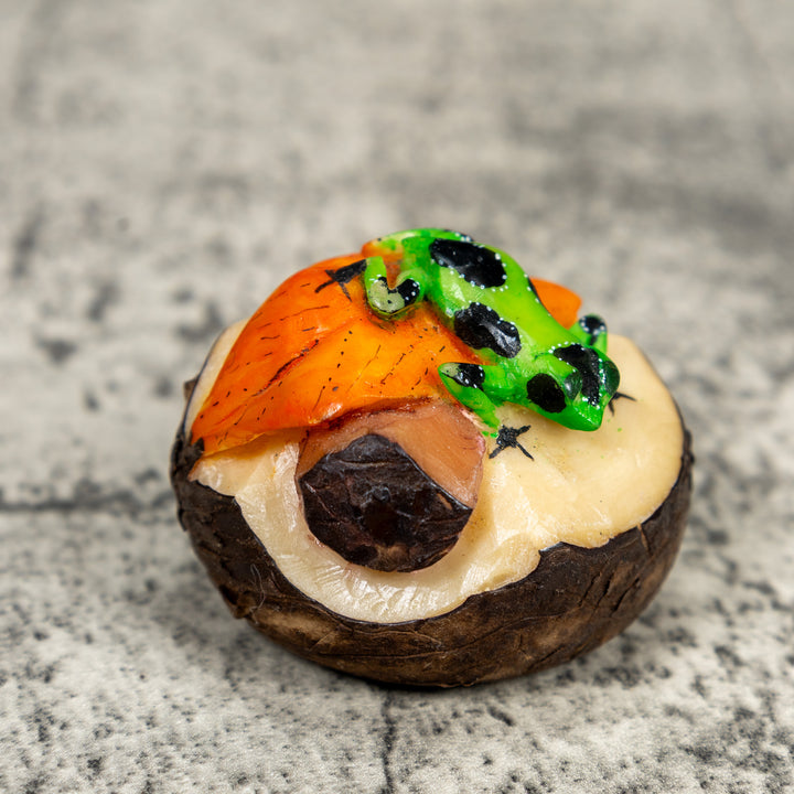 Orange Green And Black Poison Dart Frog Tagua Carving