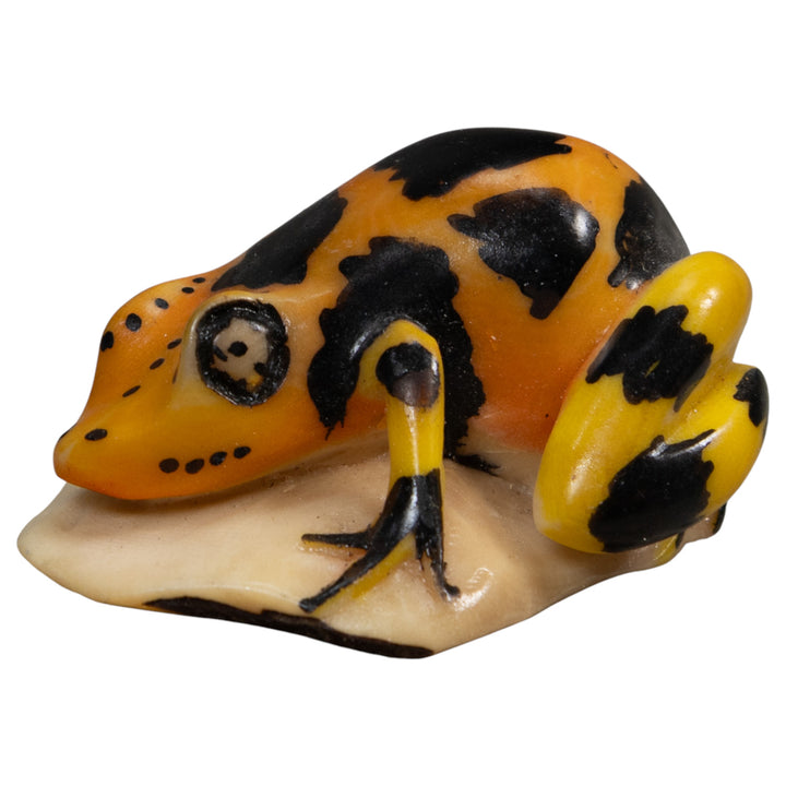 Black Gold And Yellow Poison Dart Frog Tagua Carving