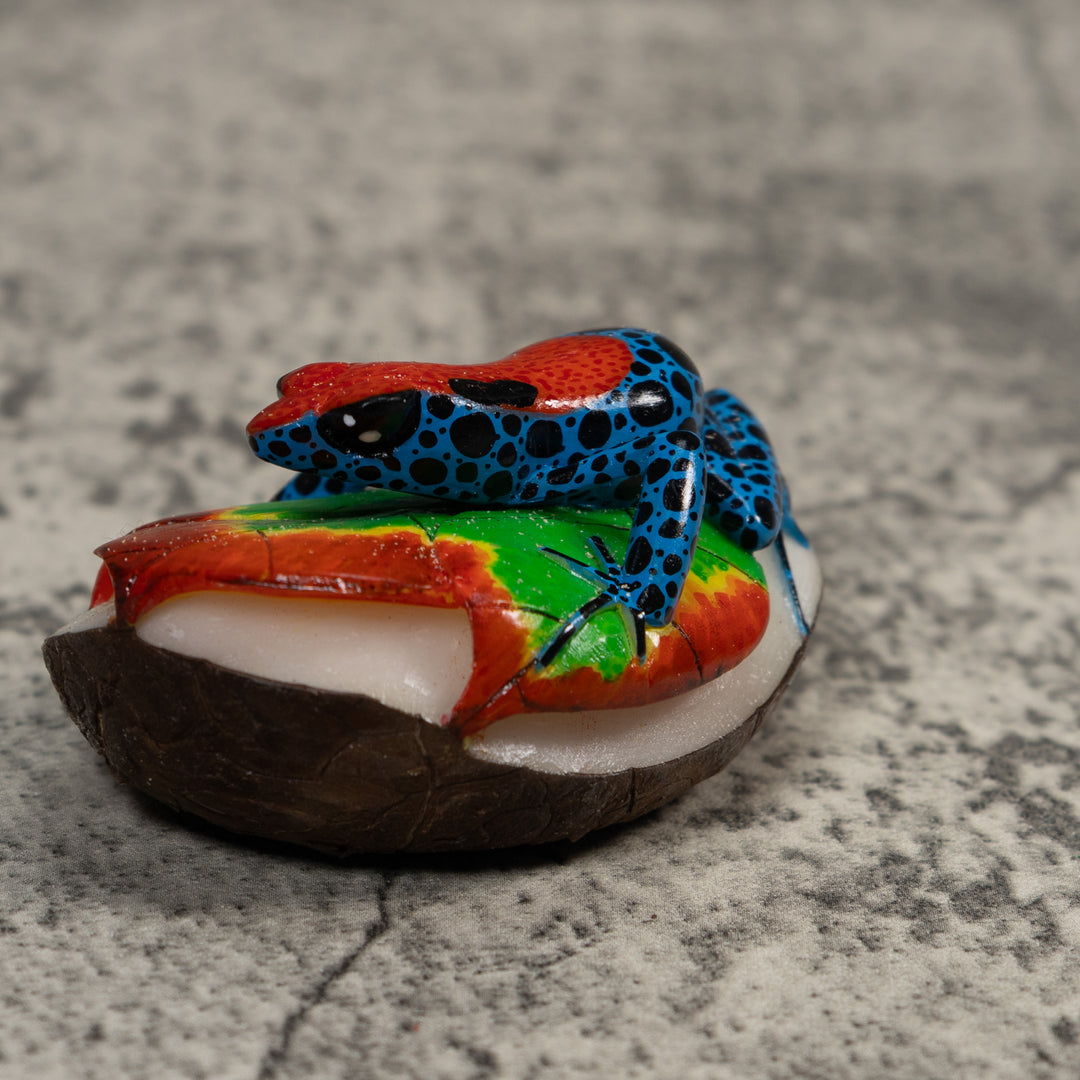 Red And Blue Poison Dart Frog Tagua Carving