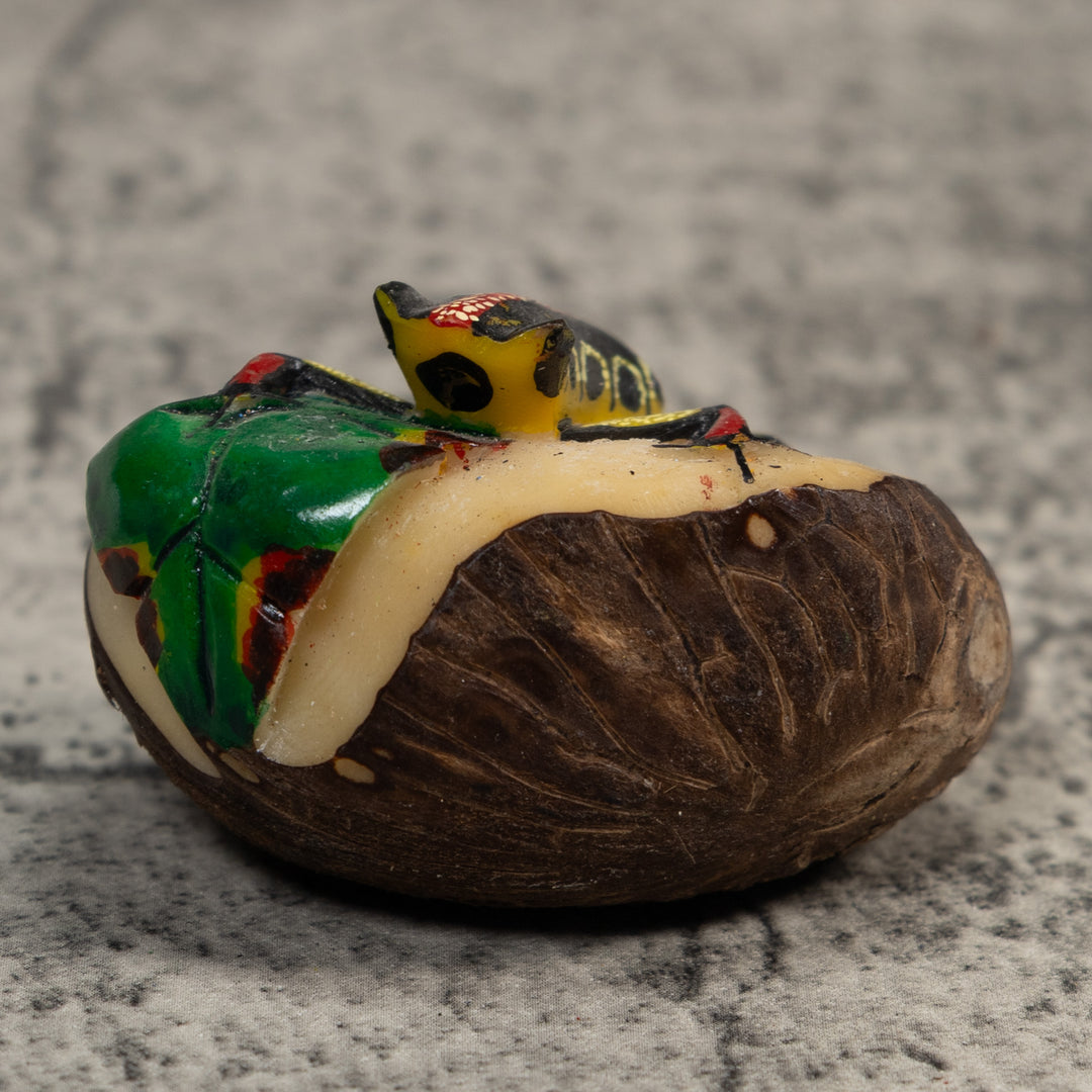 Red Yellow And Black Poison Dart Frog Tagua Carving