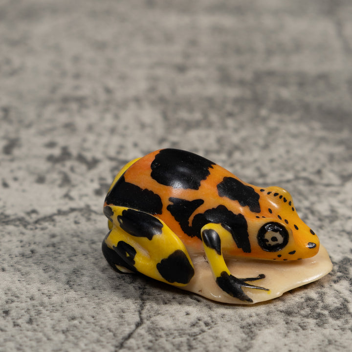Black Gold And Yellow Poison Dart Frog Tagua Carving