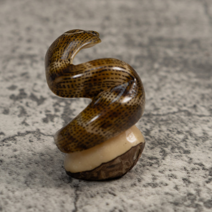 Vintage Speckled Cobra Snake Tagua Carving