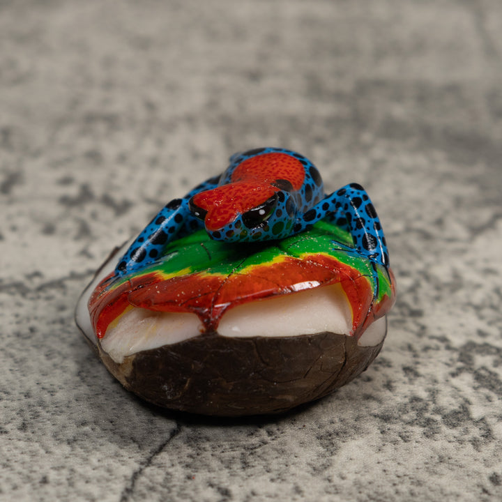 Red And Blue Poison Dart Frog Tagua Carving