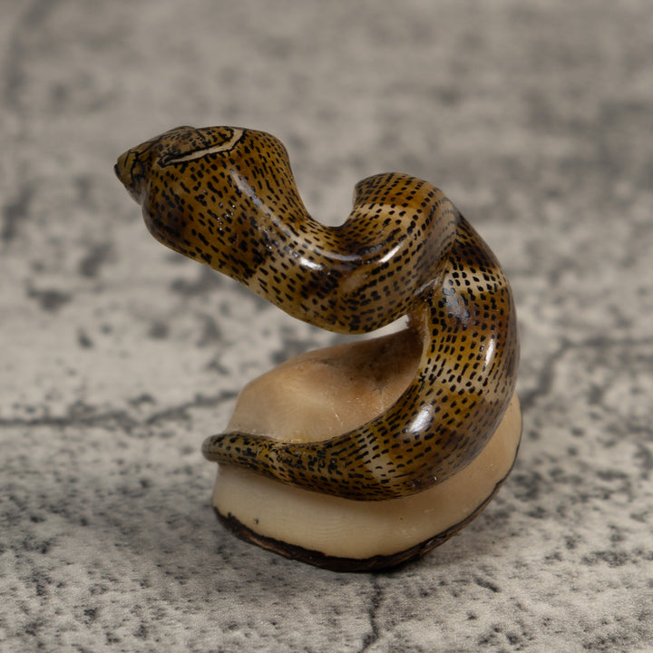 Vintage Speckled Cobra Snake Tagua Carving