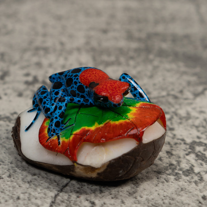 Red And Blue Poison Dart Frog Tagua Carving