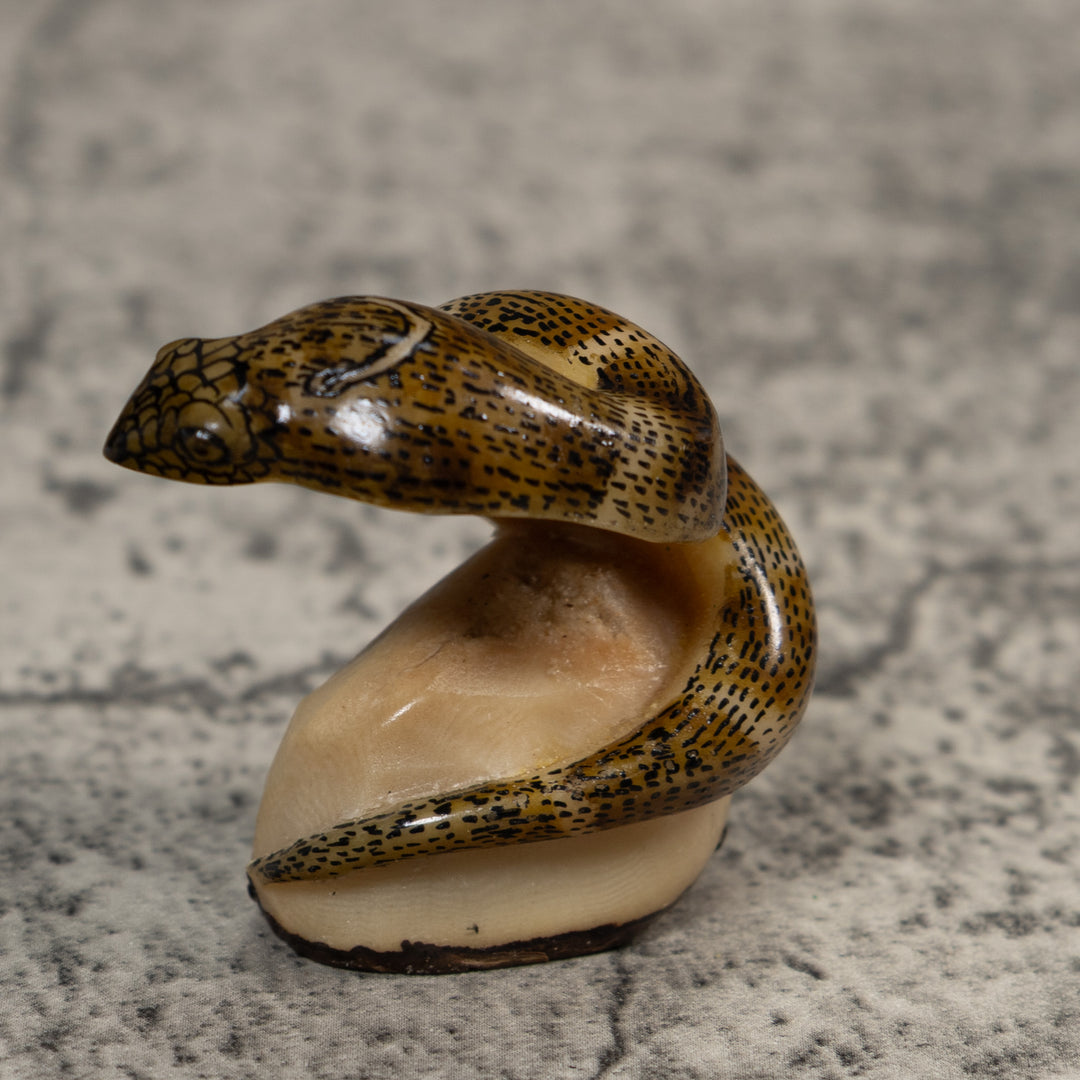 Vintage Speckled Cobra Snake Tagua Carving