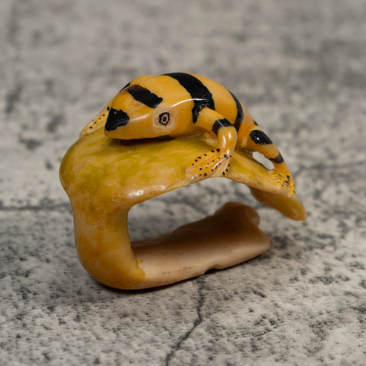 Vintage Golden Frog Tagua Carving