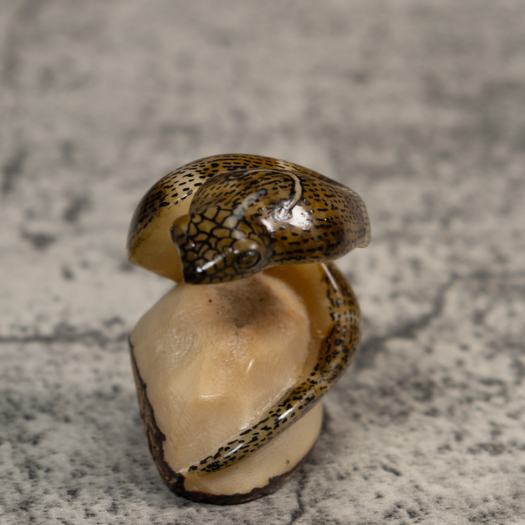 Vintage Speckled Cobra Snake Tagua Carving