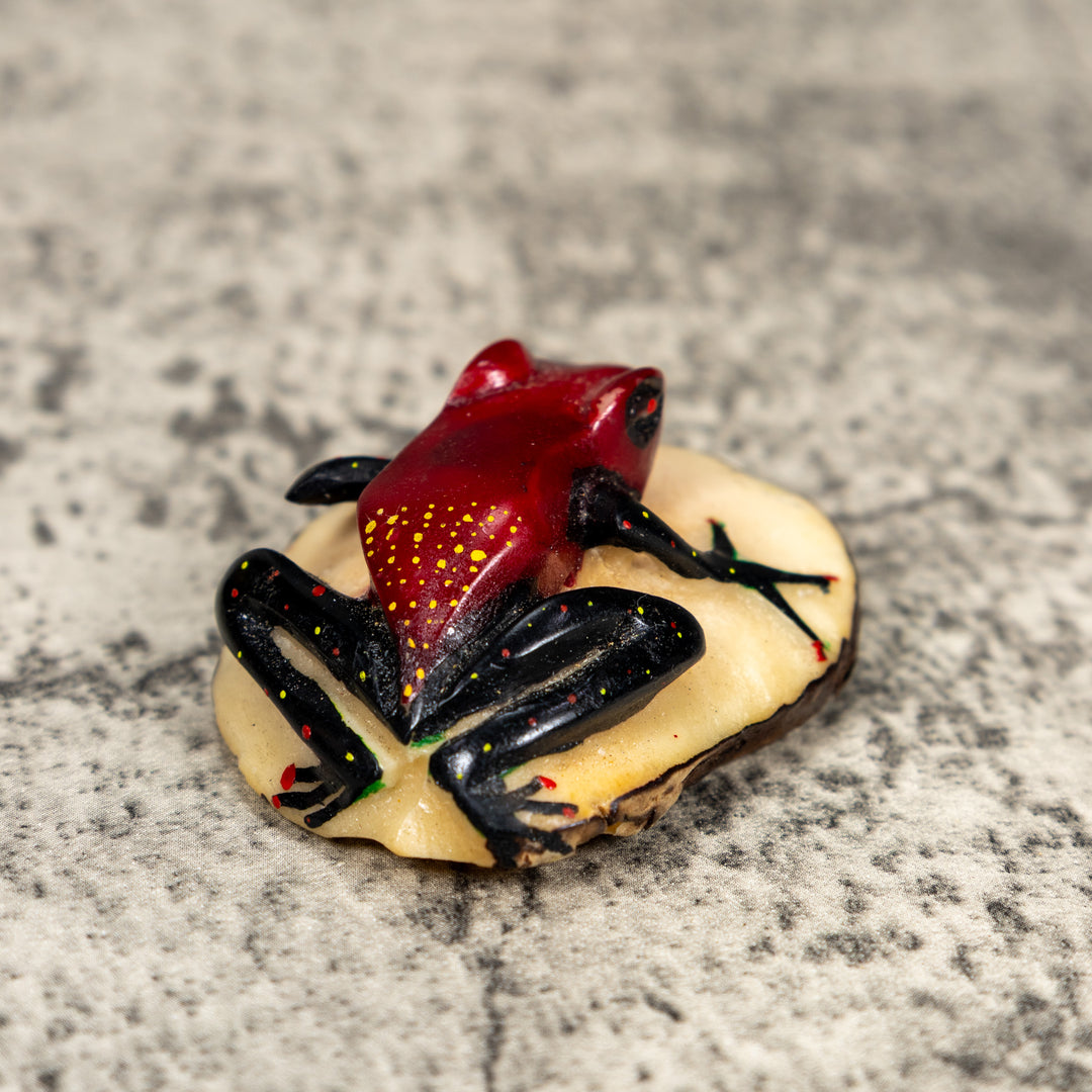 Black And Red Poison Dart Frog Tagua Carving