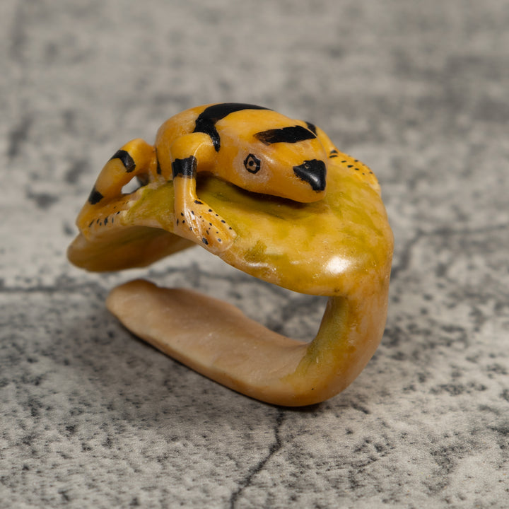 Vintage Golden Frog Tagua Carving
