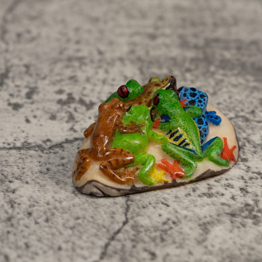 Six Poison Dart Frog Tagua Carving