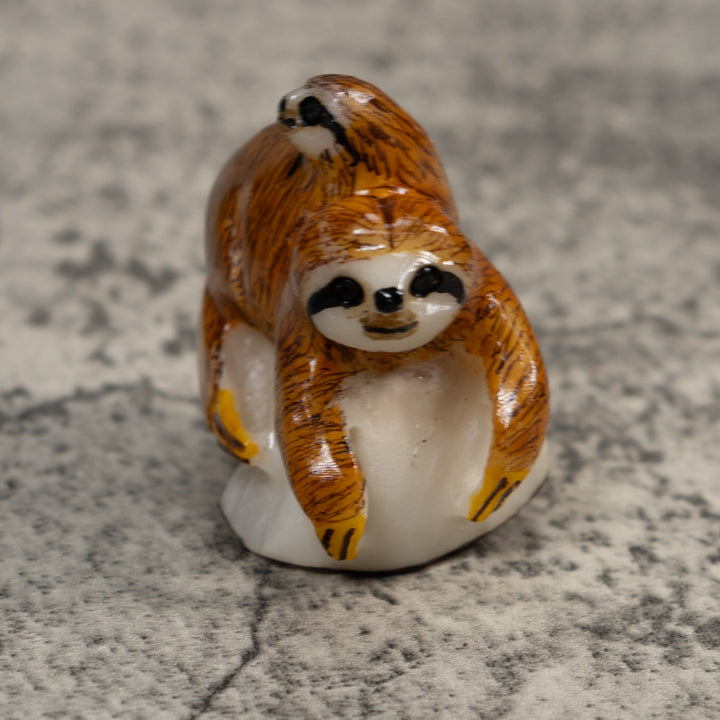 Sloth With Cub Tagua Carving