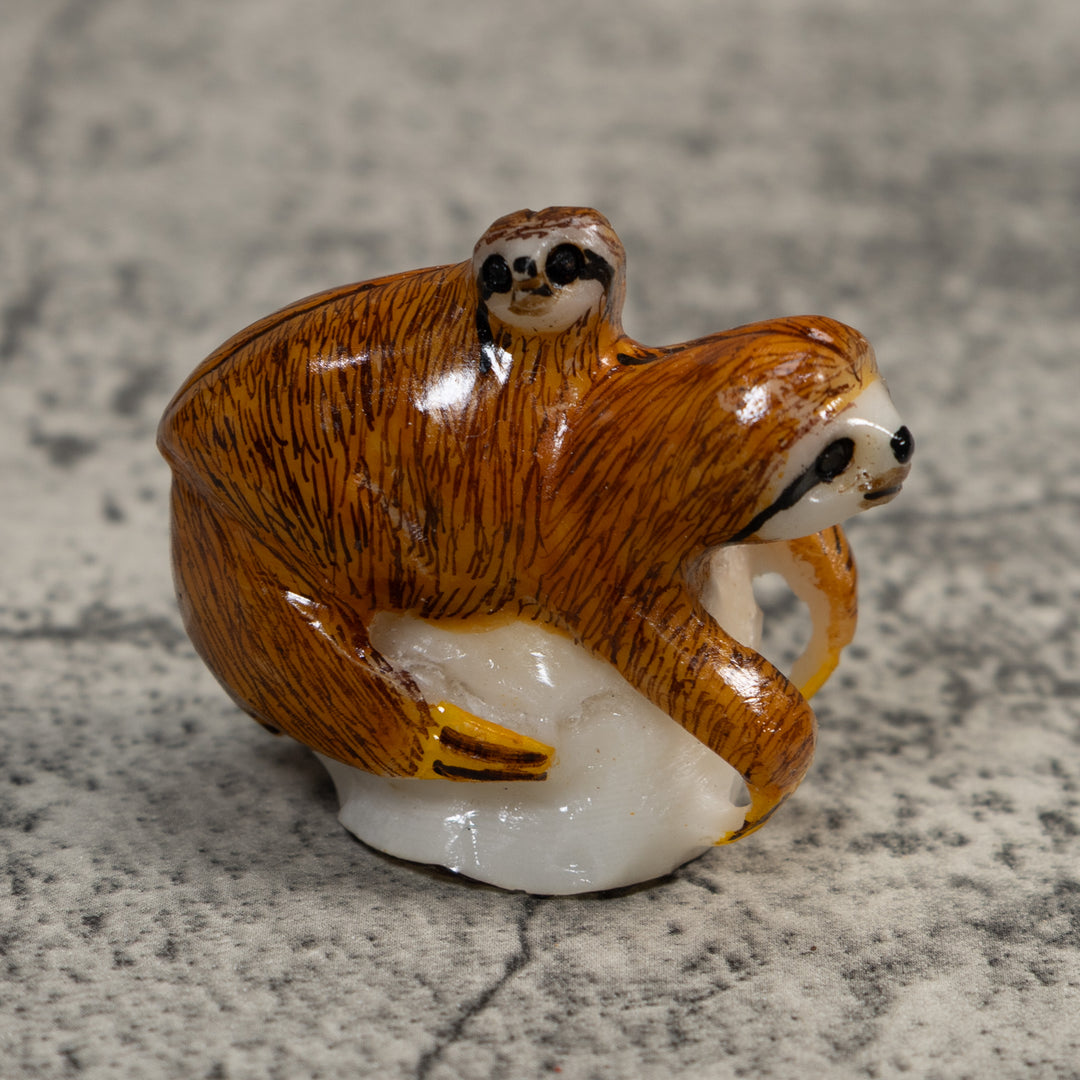Sloth With Cub Tagua Carving