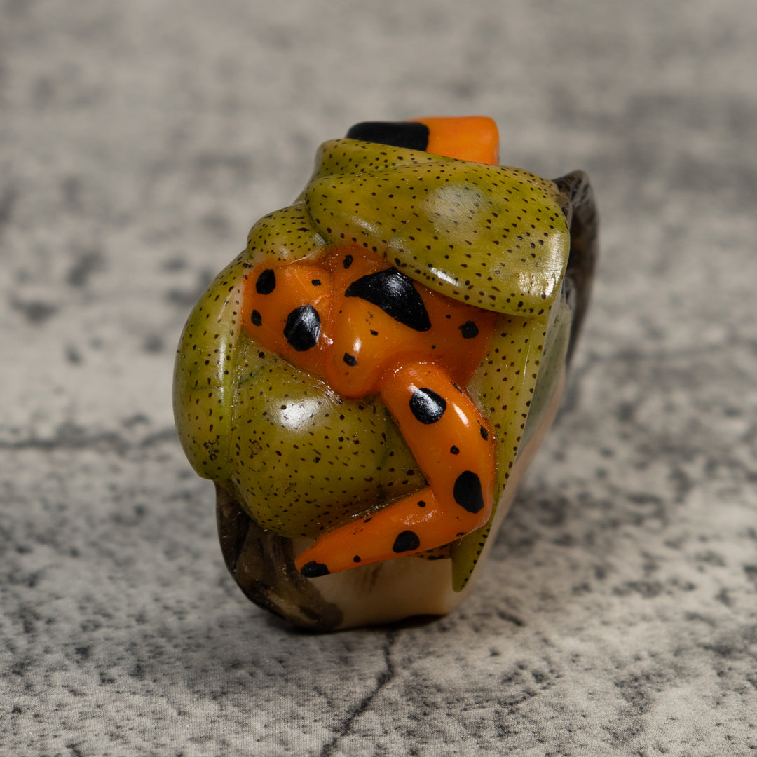 Gold And Black Poison Dart Frog Tagua Carving