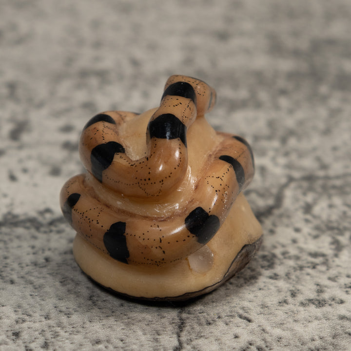 Vintage Black And Tan Snake Tagua Carving