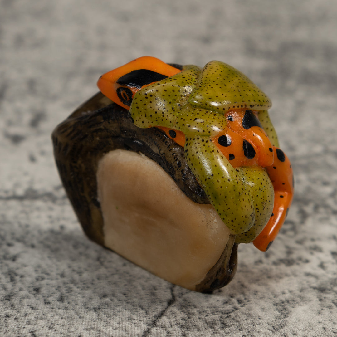 Gold And Black Poison Dart Frog Tagua Carving