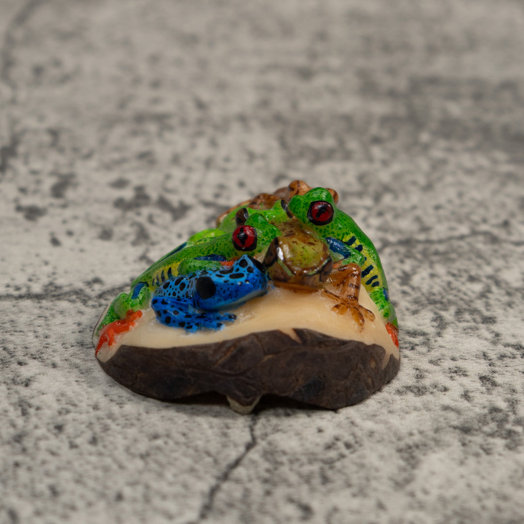 Six Poison Dart Frog Tagua Carving