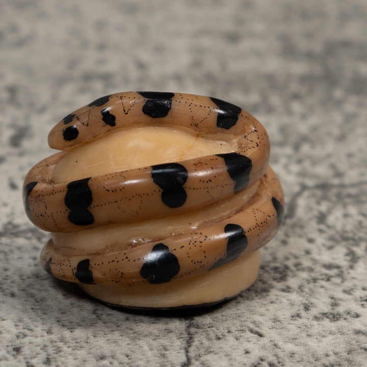Vintage Black And Tan Snake Tagua Carving