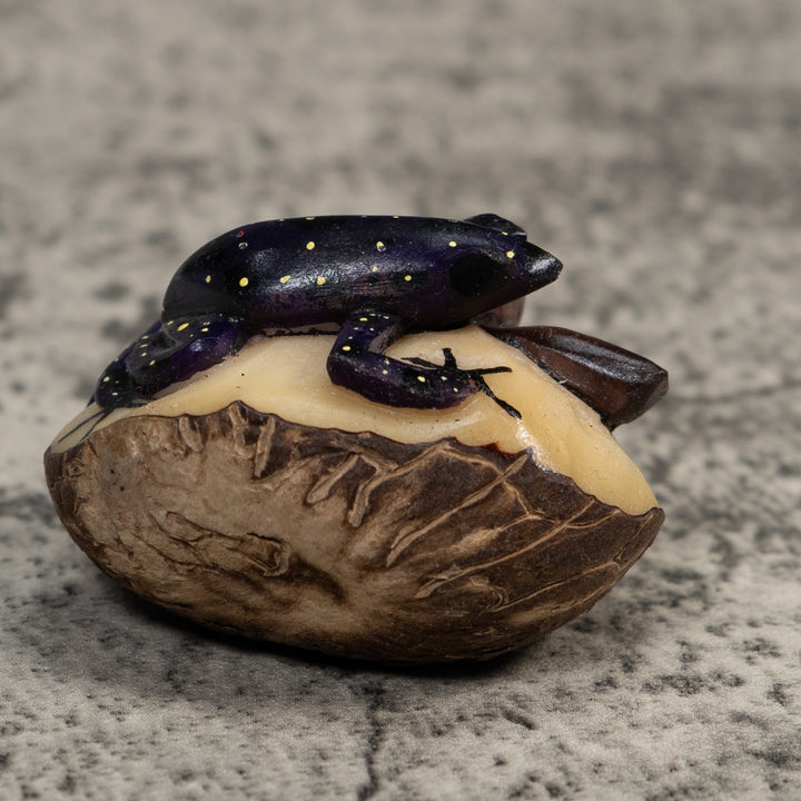 Black And Yellow Poison Dart Frog Tagua Carving