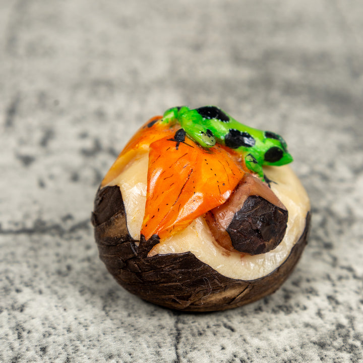 Orange Green And Black Poison Dart Frog Tagua Carving