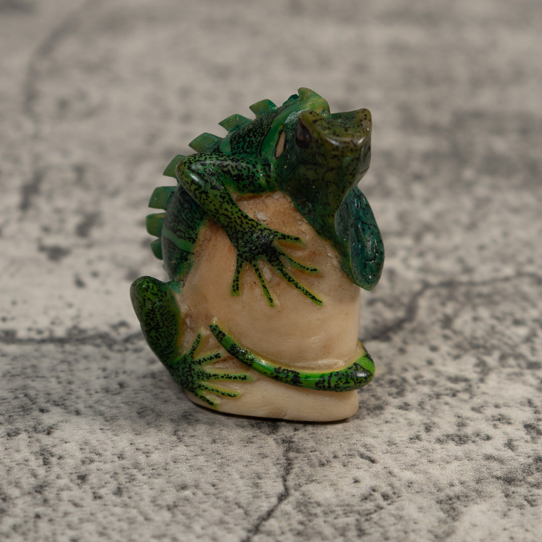 Green Iguana Lizard Tagua Carving