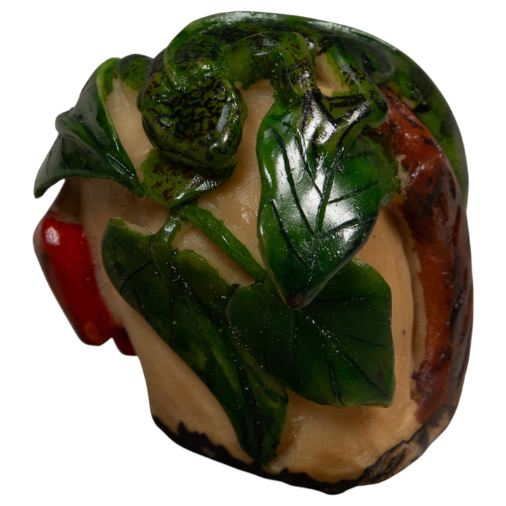 Green Brown And Black Gecko Lizard Tagua Carving