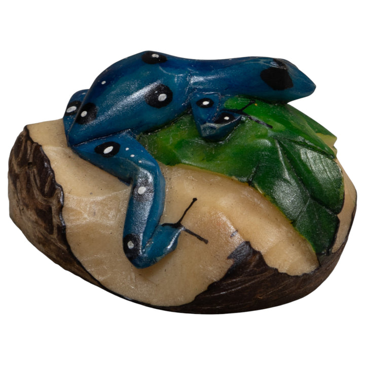 Black Blue And White Poison Dart Frog Tagua Carving
