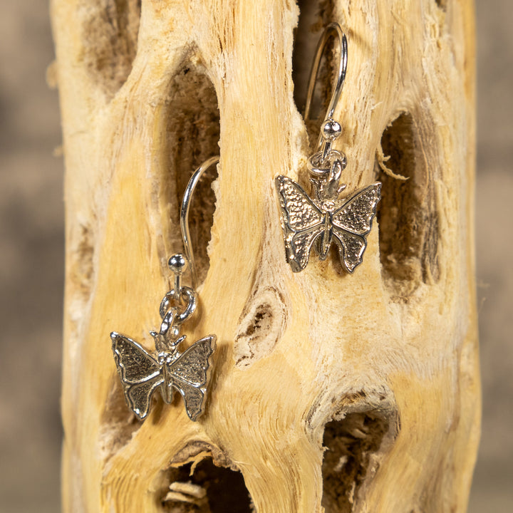 Sterling Silver Butterfly Charm Earrings