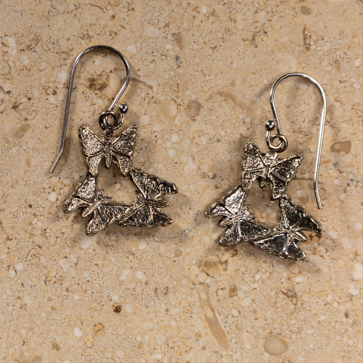 Sterling Silver Triple Butterfly Earrings