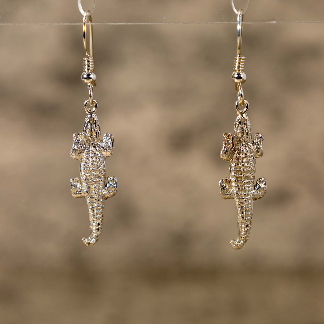 Sterling Silver Caiman Crocodile Earrings