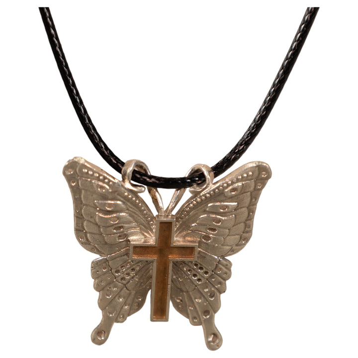 Sterling Silver Butterfly Pendant with Cross