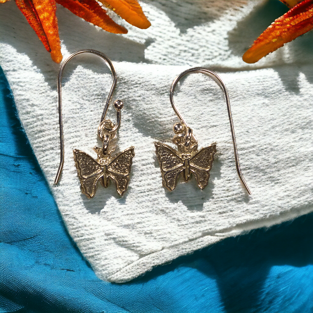 Sterling Silver Butterfly Charm Earrings