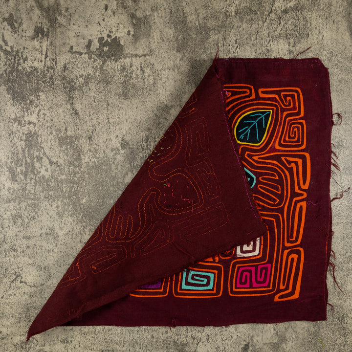 Burgundy And Orange Love Affair IN The Rainforest Mola