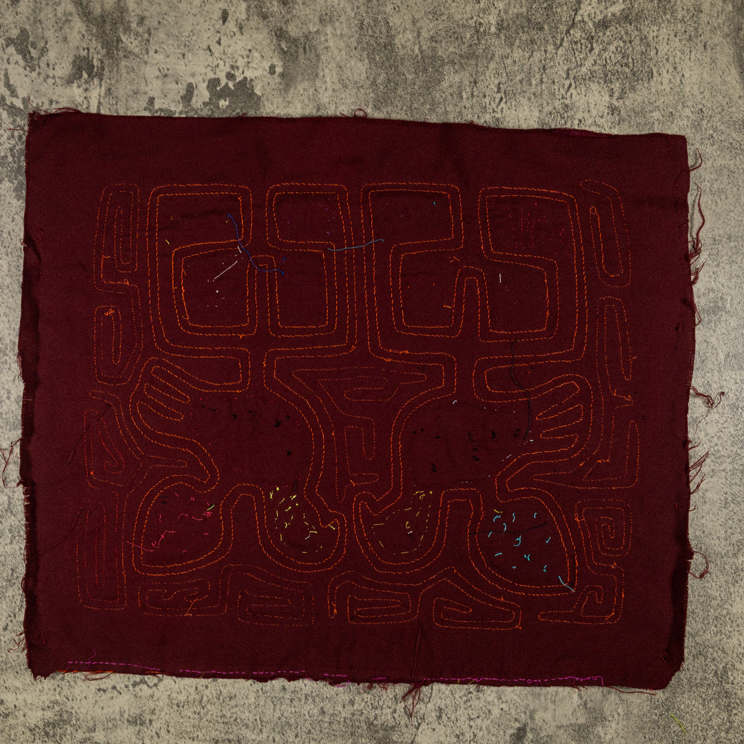 Burgundy And Orange Love Affair IN The Rainforest Mola