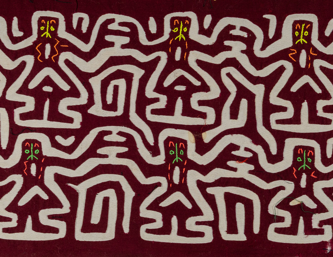 Maroon And White Conga Dancers Mola