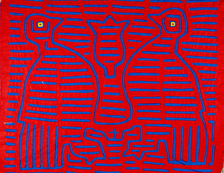 Vintage Red And Blue Who Me Optical Illusion Mola