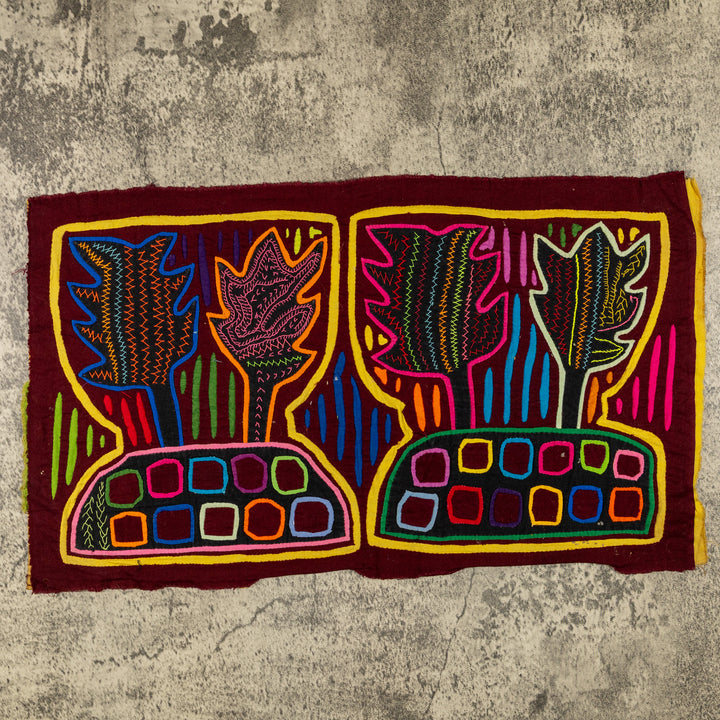 Burgundy And Yellow Flower Pot Mola