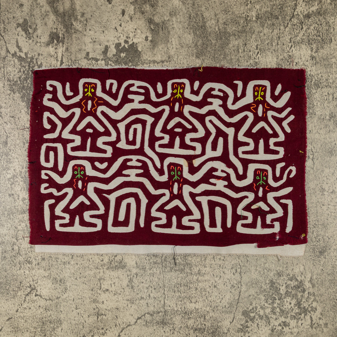 Maroon And White Conga Dancers Mola