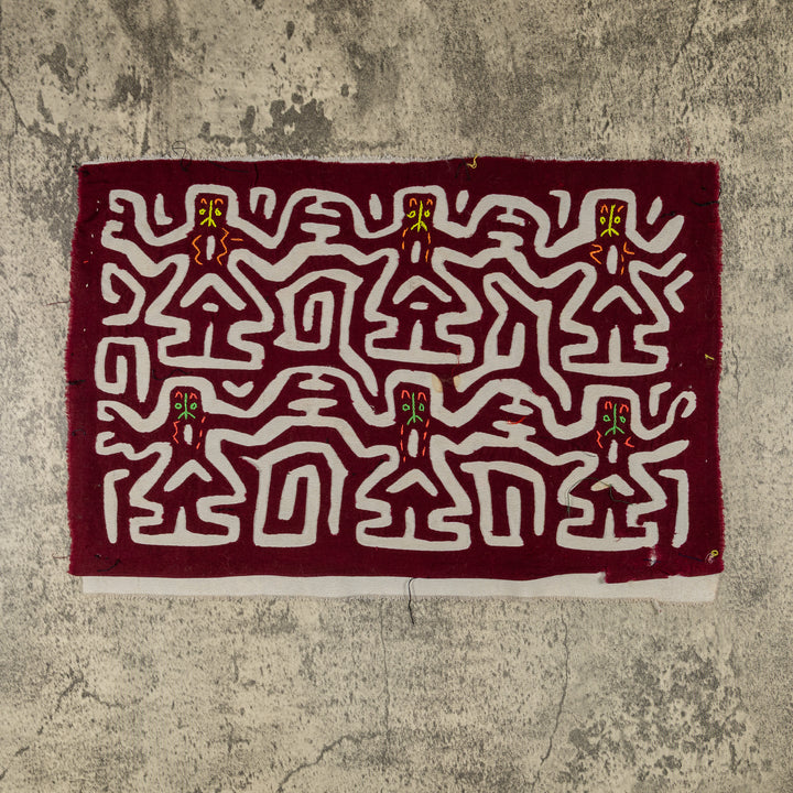 Maroon And White Conga Dancers Mola