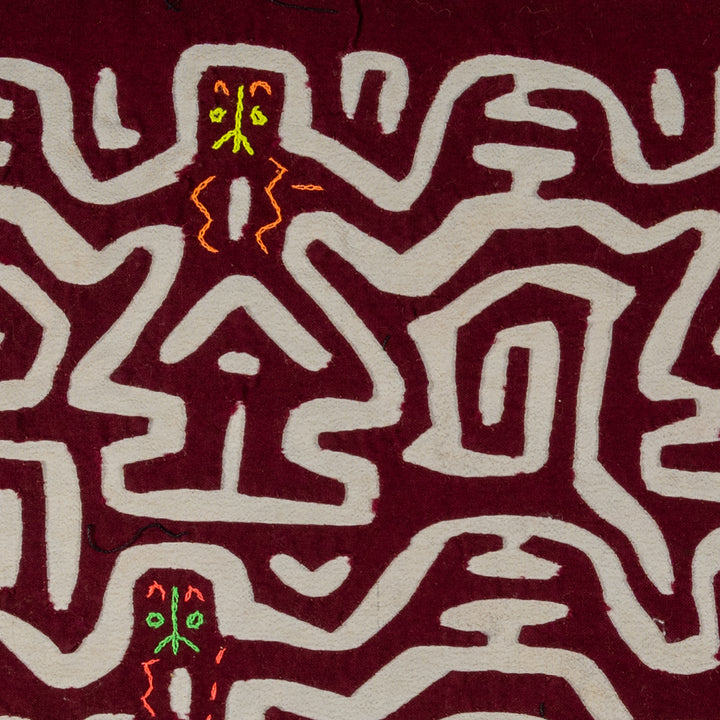 Maroon And White Conga Dancers Mola