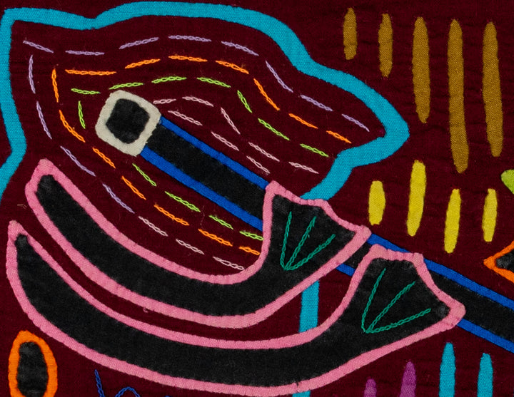 Maroon And Turquoise Playing The Flute Mola